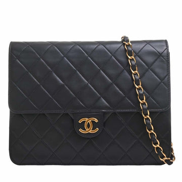 CHANEL Lambskin Matelasse Coco Mark Chain Shoulder Bag Black Ladies