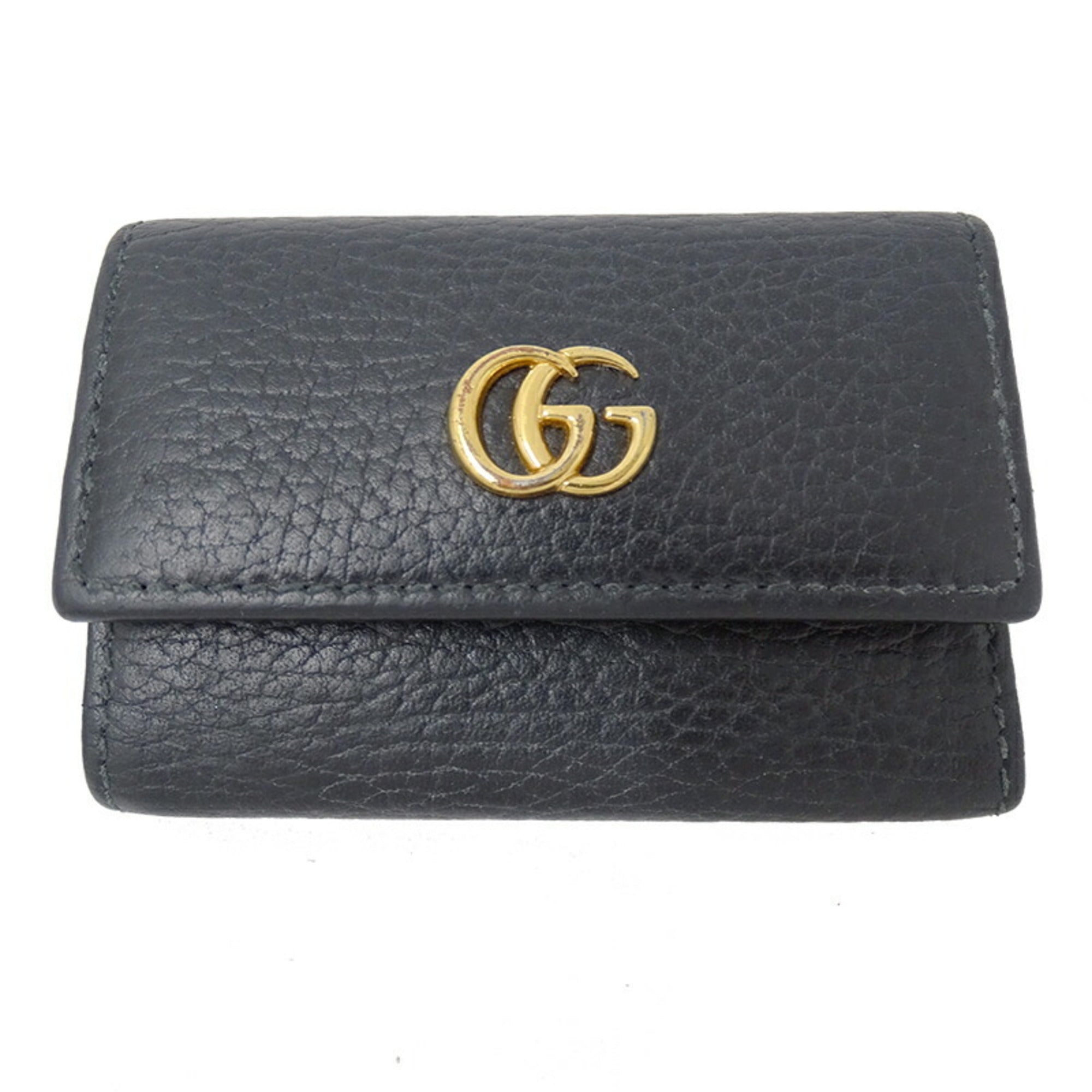 GUCCI Key Case Women's Men's Petit Marmont Leather Black 456118 6