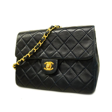 CHANEL Shoulder Bag Matelasse Chain Lambskin Navy Gold Hardware Women's