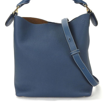 LOEWE Handbag Shoulder T Bucket Small 35212KBR83 Leather Anagram Blue Ladies hand bag leather blue