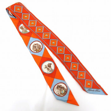HERMES Twilly Collar and Dog Orange Brand Accessory Scarf Women's