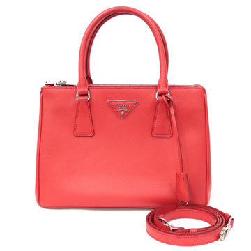 Prada Handbag Leather Saffiano 2WAY Shoulder Bag Red Ladies