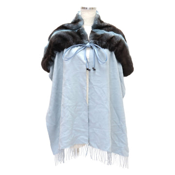 FENDI Ori Rag Fur Candy Stole Women's Light Blue 36 Silk Mohair