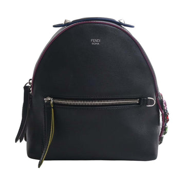 FENDI Visaway Leather Bijou Rucksack Backpack Black Ladies