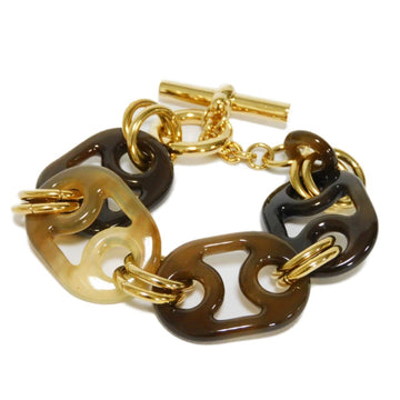 HERMES Bracelet Yulidice T2 Permanent Brass Gold Buffalo Horn Natural Men's Women's Accessories Jewelry
