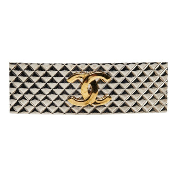 CHANEL coco mark barrette silver gold plated metal ladies