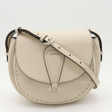 FENDI Selleria Shoulder Bag Pochette Crossbody Leather Off-White White 8BT304