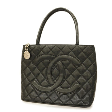 CHANEL tote bag reproduction caviar skin black silver hardware ladies