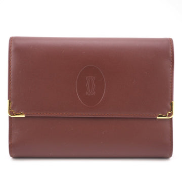 CARTIER/ purse mast line tri-fold wallet Bordeaux ladies