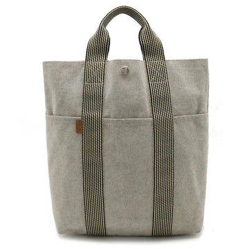 HERMES New Fool Toe Cabas Tote Bag Handbag Canvas Gray Black