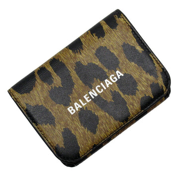 Balenciaga tri-fold wallet leather leopard silver unisex