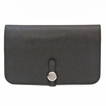 HERMES Dogon Duo GM Women,Men Togo Leather Long Wallet [bi-fold] Black