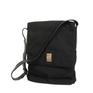 GUCCIAuth  019 0336 Women's Nylon Canvas Shoulder Bag Black