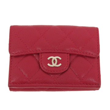 CHANEL matelasse bi-fold wallet caviar skin ladies