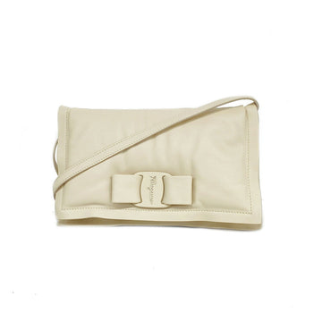 SALVATORE FERRAGAMO Shoulder Bag Vara Leather Light Beige Silver Hardware Women's