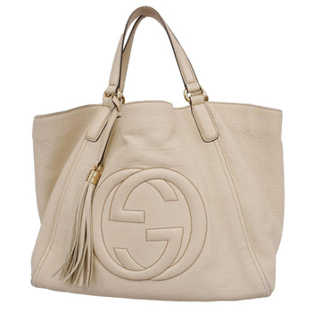 GUCCI Tote Bag Soho 282309 Leather Ivory Gold Hardware Women's