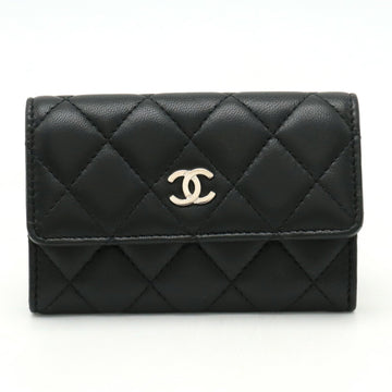 CHANEL Matelasse Cocomark Card Case Pass Business Holder Leather Black A50169