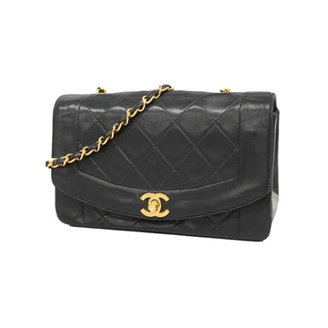 Chanel Shoulder Bag Matelasse Diana Flap Single Chain Lambskin Black Gold metal