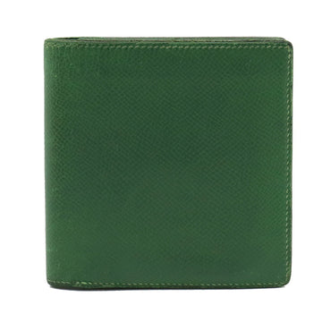 HERMES Bifold Wallet Couchevel Leather Green