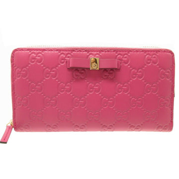 GUCCI 388680 sima Leather Pink Round Long Wallet