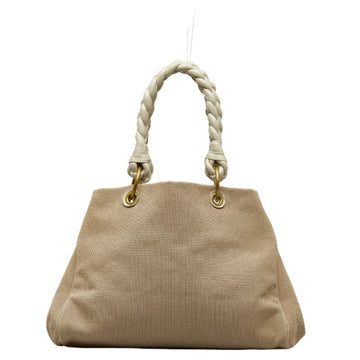 BOTTEGA VENETA Handbag Tote Bag Beige White Canvas Leather Ladies BOTTEGAVENETA