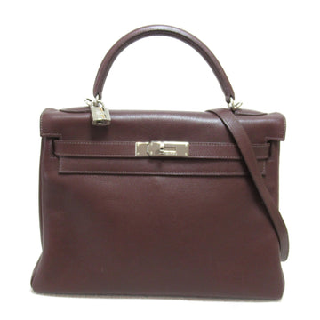 HERMES Kelly 32 inner sewn handbag Brown Dark brown leather