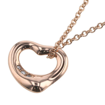 TIFFANY necklace open heart 3P width about 11mm K18 pink gold diamond ladies &Co.