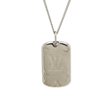 Louis Vuitton locket necklace monogram pendant metal silver color M62484