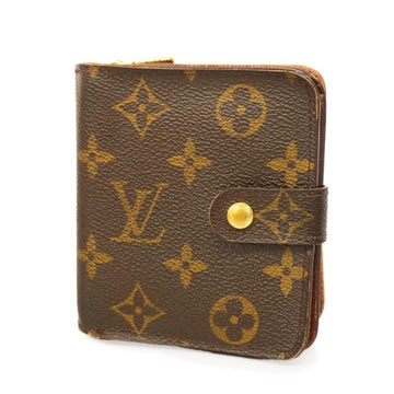 LOUIS VUITTON Wallet Monogram Compact Zip M61667 Brown Ladies