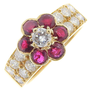VAN CLEEF & ARPELS Mader No. 6.5 Ring K18 Yellow Gold x Ruby Diamond Made in France D0.55 R0.71 Women's