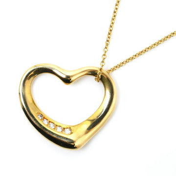 TIFFANY&Co.  K18YG Yellow Gold Open Heart 5PD Necklace Diamond 6.3g Approx. 40cm Women's