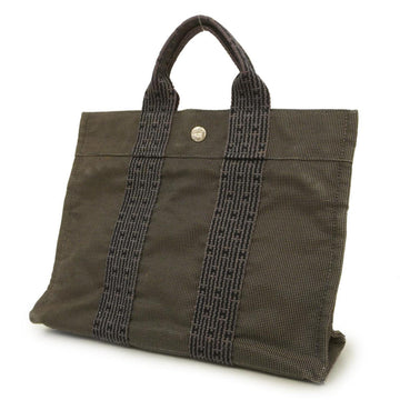 HERMES Tote Bag Yale Line PM Canvas Gray Silver Hardware Women's