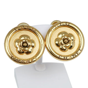 CHANEL camellia earrings logo vintage gold plated 97P ladies