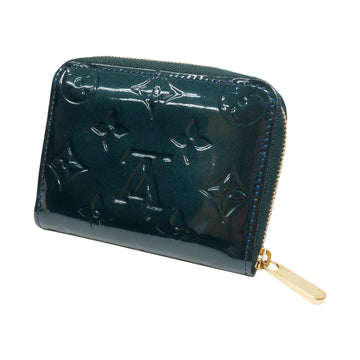 LOUIS VUITTON Vernis Zippy Coin Purse Mini Wallet Compact Women's No Palm Size Monogram Gold Metal Fittings Blue Nui Dark Green M93663