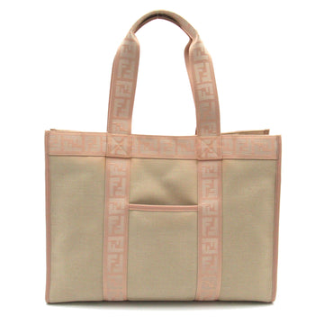 FENDI Shopping type Tote Bag Beige Pink canvas 8BH165