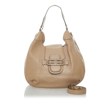 Gucci Horsebit Handbag Shoulder Bag 296851 Beige Leather Ladies