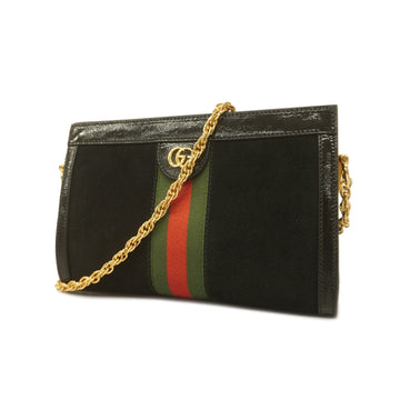 GUCCIAuth  Offdia 503877 Women's Suede Shoulder Bag Black