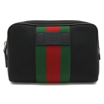 GUCCI Sherry Line Waist Bag Body Nylon Canvas Leather Black Green Red 630919