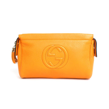 GUCCI Accessory Pouch Soho Interlocking G Leather Orange Unisex 338191