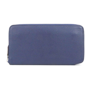 HERMES Round Zipper Long Wallet Azap Silk In Leather/Silk Navy/Pink/Multicolor Silver Unisex