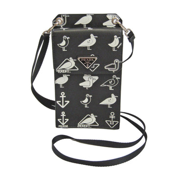 PRADA Leather Phone Pouch/sleeve Black,White Seagull smartphone case with strap 2ZH068