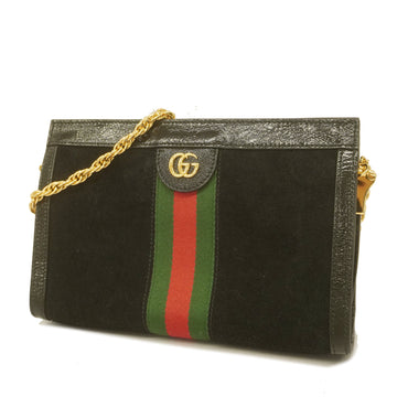 GUCCIAuth  Offdia 503877 Women's Suede Shoulder Bag Black