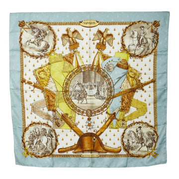 HERMES Carre 90 NAPOLEON Napoleon Scarf Muffler Light Blue Multicolor Silk Women's