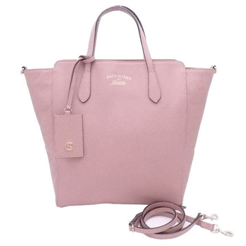 Gucci 2way Bag Swing Pink Beige Leather Handbag Shoulder Ladies 368824