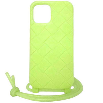 BOTTEGA VENETA iPhone 14 PRO Case Light Green Intrecciato Shoulder Rubber  Smartphone Cover Maxi Strap Silicon