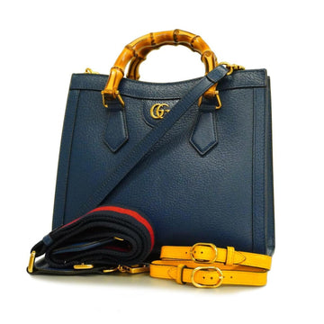 GUCCI Handbag Bamboo Diana 702721 Leather Navy Gold Hardware Women's