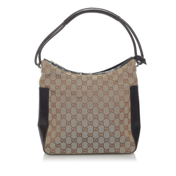 Gucci GG Canvas One Shoulder Bag 001 3766 Brown Leather Ladies GUCCI
