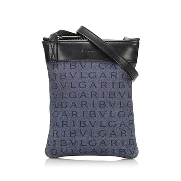 Bvlgari Mania Mini Shoulder Bag Blue Black Leather Ladies BVLGARI