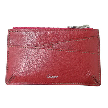 CARTIER Wallet Women's Brand Coin Case Leather Red