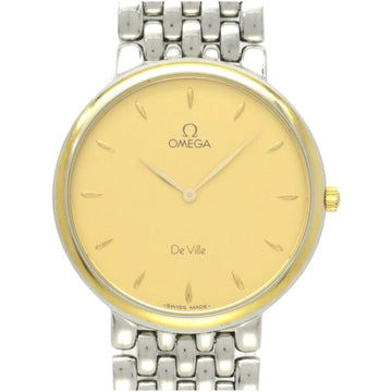 Omega Deville Gold Dial Quartz Wristwatch SS